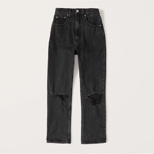 Abercrombie & Fitch Ultra High Rose Ankle Straight Jean Black Distressed Size 27